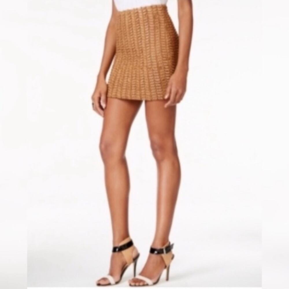Guess Harvest Grain Basket Weave Faux Leather Skirt NWT Medium